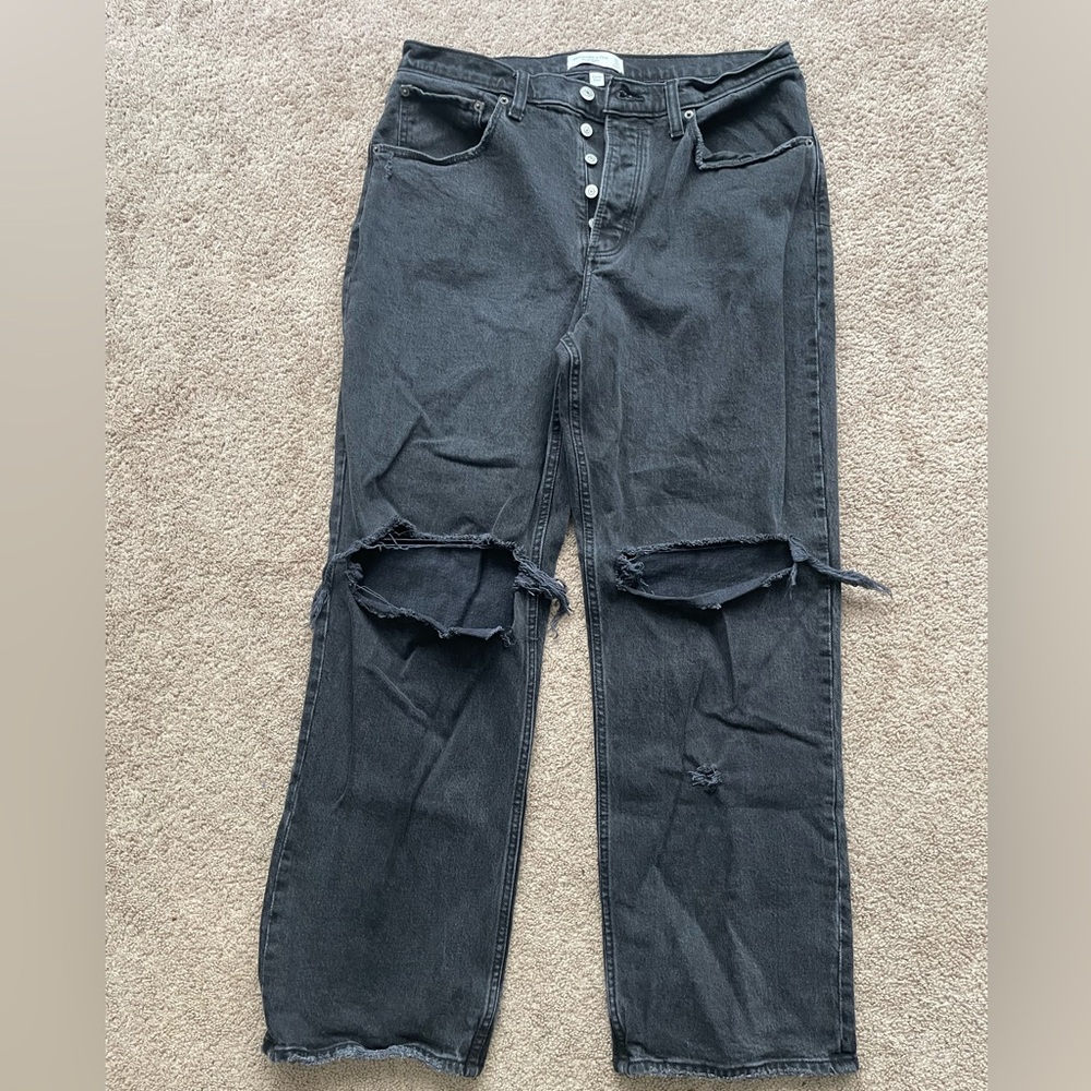 Abercrombie & Fitch Black Distressed Jeans